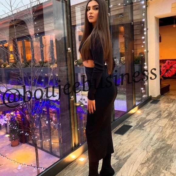 ZARA Black Knit Dress with Side Cut Outs - Picture 5 of 8